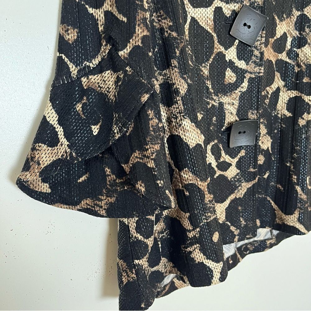 Ali Miles Statement Jacket Petite Small Animal Print Oversized Buttons Lagenlook - Picture 4 of 9